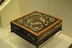清代方盒，采用骨木镶嵌工艺