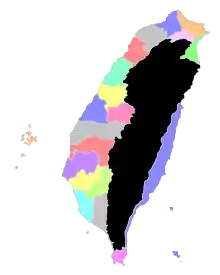 1901年臺南廳位置，南側黃色地區