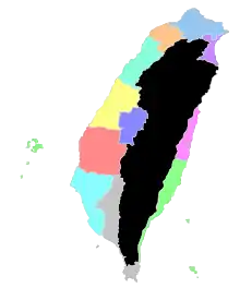 1909年臺南廳位置，亮藍色地區