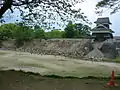 熊本城戌亥櫓左側的石垣在地震後倒塌