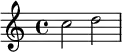 \relative c'' {
c2 d2
}