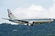 中華民國總統行政專機737-800降落在臺北松山機場