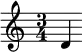 \relative c'' {
\time 3/4
d,
}