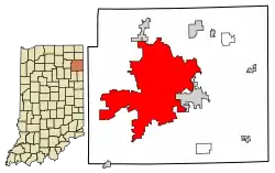 Location of Fort Wayne in Allen County, Indiana.