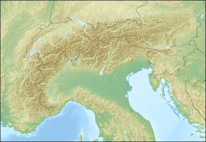 Map showing the location of 罗讷冰川