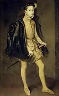 安東尼斯·莫爾的《亞歷山德羅·法爾內塞肖像畫》（Ritratto del duca Alessandro Farnese），153 × 95cm，約作於1557年，1865年始藏。