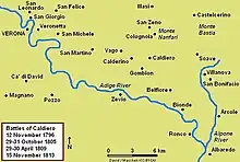 Map of the Battle of Caldiero, 29–31 October 1805