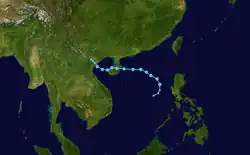 熱帶風暴貝碧嘉的路徑圖