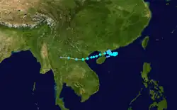 熱帶風暴貝碧嘉的路徑圖