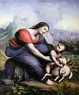 切薩雷·達·塞斯托（英语：）的《聖母子及天使》（Madonna col bambino e l'agnellino），37 × 30cm，約作於1515年，來自吉安·賈科莫·波爾迪·佩佐利的藏品