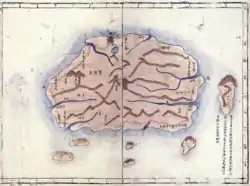 金正浩《大東輿地圖》(1861):(部分)鬱陵島和于山