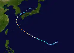 颱風丹娜絲的路徑圖