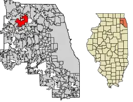 Location of Schaumburg in DuPage County, Illinois