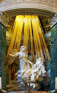 《聖女大德蘭的神魂超拔》（Ecstasy of Saint Teresa）；吉安·洛倫佐·貝尼尼； 1647–1652年；大理石；高：3.5公尺；羅馬勝利之后聖母堂