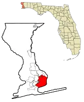 Location in Escambia County and the state of Florida