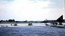 1969年，美國空軍第509戰鬥攔截機中隊（英语：）一架編號56-0968的F-102A三角劍戰鬥機準備從台南空軍基地起飛