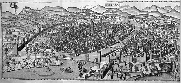 弗朗切斯科·罗塞蒂的佛羅倫薩景觀圖，1480年代