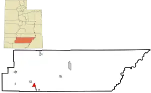 Location in Garfield County and state of Utah.