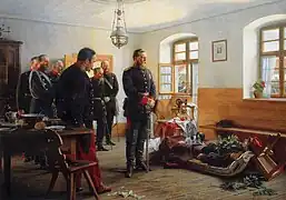 《王储腓特烈·威廉哀悼法国将军阿贝尔·杜埃的尸体》，1888