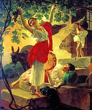 《那不勒斯郊区女孩摘采葡萄》，1827年，收藏于俄羅斯博物館