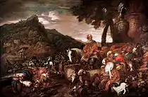 喬瓦尼·班奈迪托·卡斯蒂廖內（英语：）的《亞伯拉罕家族遷徙》（Viaggio della famiglia di Abramo），186 × 282cm，約作於1654年，1684年始藏，藏於紅宮。