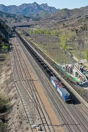 大秦鐵路，HXD1机车组牵引运煤敞车，雖然大秦鐵路經過北京局管轄地區，但全線都由太原局管理。