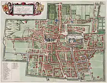 1649年阿特拉斯·范·隆（英语：）绘制的海牙地图。图中标有数字“8”之处旁边即毛里茨住宅