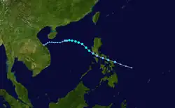 熱帶風暴海葵的路徑圖