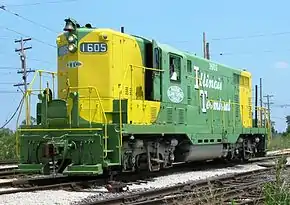 伊利諾伊終點鐵路1605號機車，為EMD GP7型柴油機車，目前為動態展示