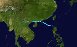 強烈熱帶風暴北冕的路徑圖