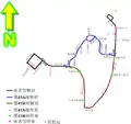 41系列線的走線圖，當中藍線及啡線分別表示只有41A及41M駛經