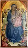 羅倫佐·摩那科（英语：）的《寶座上的聖母子與四位天使》（Madonna col bambino in trono e quattro angeli），127.5 × 75cm，約作於1402－1403年，1894年始藏。