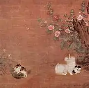 毛益於12世紀所繪《蜀葵遊貓圖》