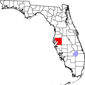 Map of Florida highlighting Hillsborough County