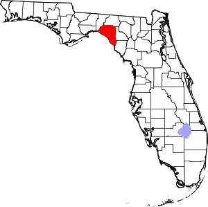 Map of Florida highlighting Taylor County