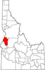 Map of Idaho highlighting Adams County