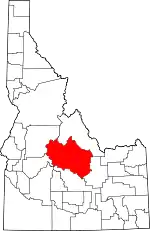 Map of Idaho highlighting Custer County