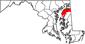 Map of Maryland highlighting Kent County