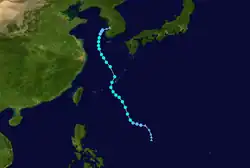 強烈熱帶風暴娜基莉的路徑圖