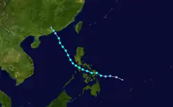 熱帶風暴浪卡的路徑圖