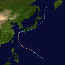 颱風浣熊的路徑圖