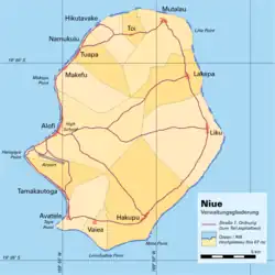 纽埃所有村的分区地图
