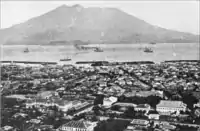 1907年從城山所看到的櫻島及鹿兒島市區