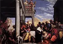 保羅·委羅內塞的《西門家的晚宴》（Cena in casa di Simone），315 × 415cm，約繪於1556年，1837年始藏