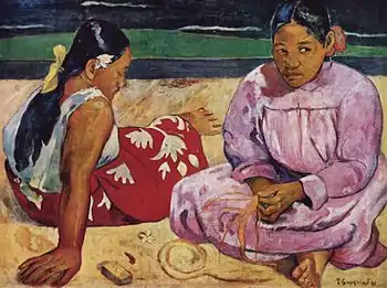 《沙灘上的大溪地女人》(Tahitian Women , or On the Beach)，1891年，收藏於奧塞美術館