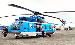 開放參觀的海鷗部隊EC225直昇機（新竹基地）。