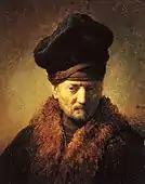 1630年，一個戴著裘皮帽的老人的半身像，藝術家的父親，1630年