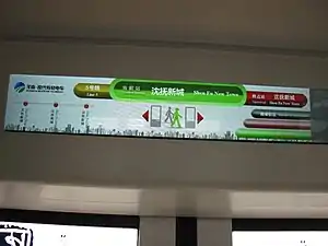 第二批增购车的电子路线图，除显示线路和站名外还可播放开门方向动画