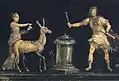一幅古代第四龐貝風格的羅馬壁畫，描繪了祭奠戴安娜女神的場景；她伴隨著一隻鹿。這幅壁畫是在義大利龐貝的維提之家的臥躺餐廳中發現的。