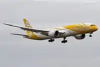 Scoot plane in flight